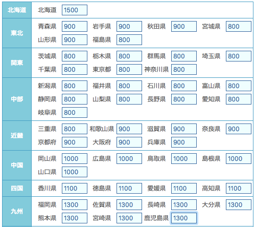 三浦市からの配送料